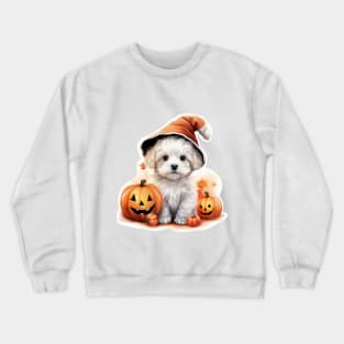 White cute Halloween puppy Dog Crewneck Sweatshirt